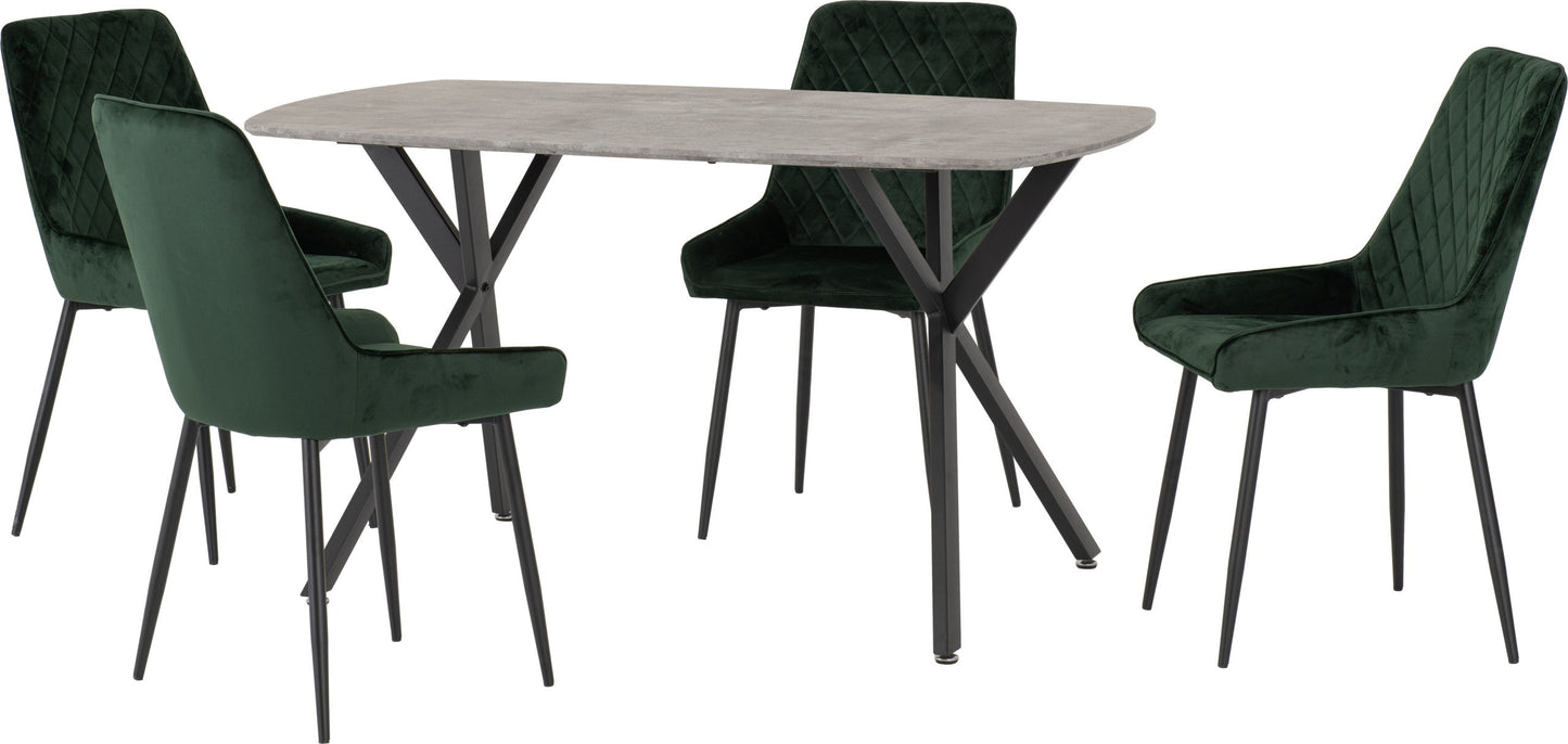 Athos concrete dining set with four chairs