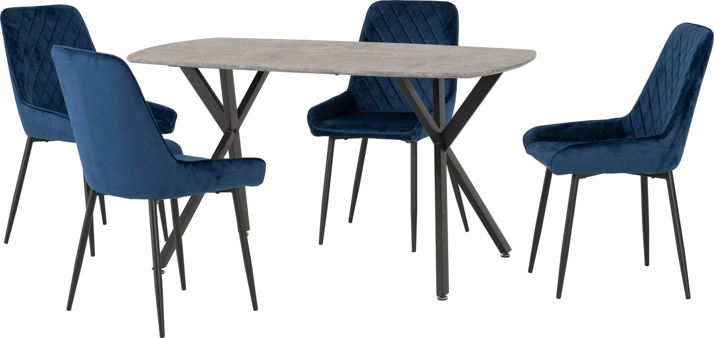 Athos concrete dining set with four chairs