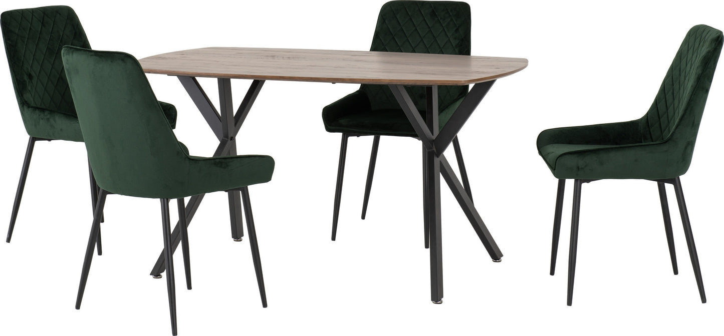 Athos concrete dining set with four chairs