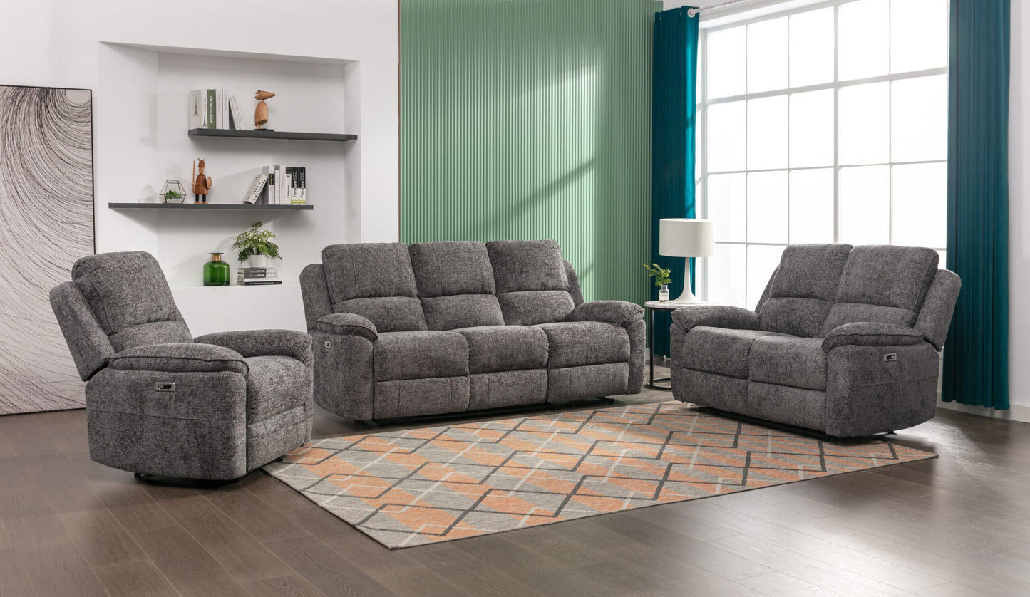 Danielle electric recliner range in grey waffle fabric